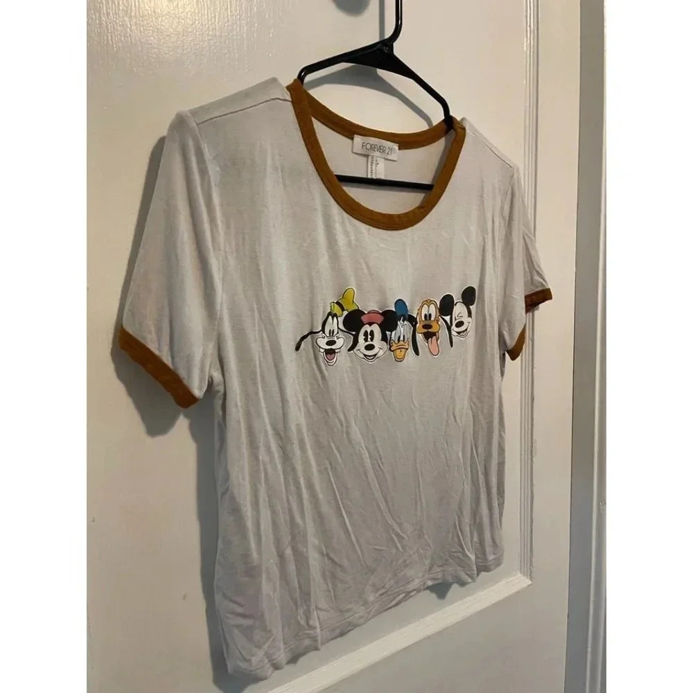 Forever21 Women's size Large Disney Character Ringer T-Shirt - Picture 2 of 8